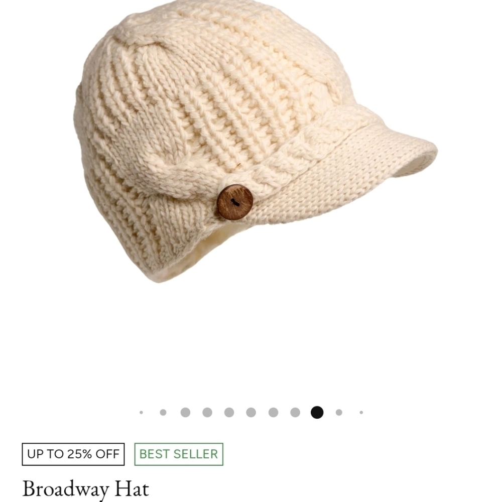 Nirvana Designs Womens Cream Cable Knit Wool Viser Broadway Hat Neutral Sz. -S/M